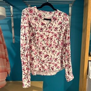 J. Crew Pink and White Floral Blouse